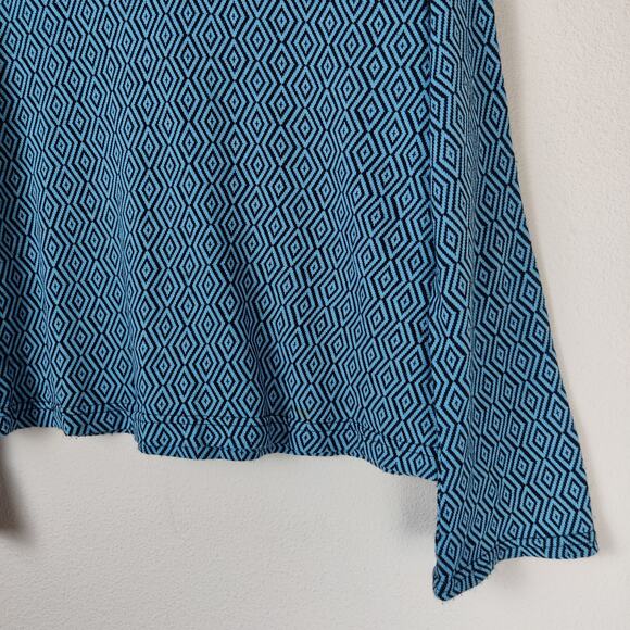 Vintage 90s UnCivilized Knit Flared Sleeve Turquoise Geometric Polo Shirt Large - Picture 4 of 11